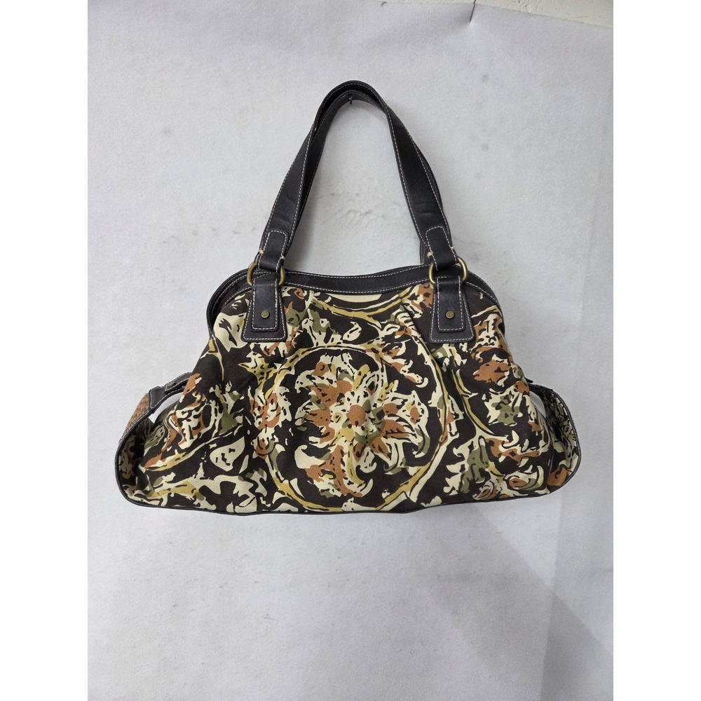 Bob Timberlake Vintage Chic Hobo Shoulder Bag Abstract Pattern Leather‎ Trim